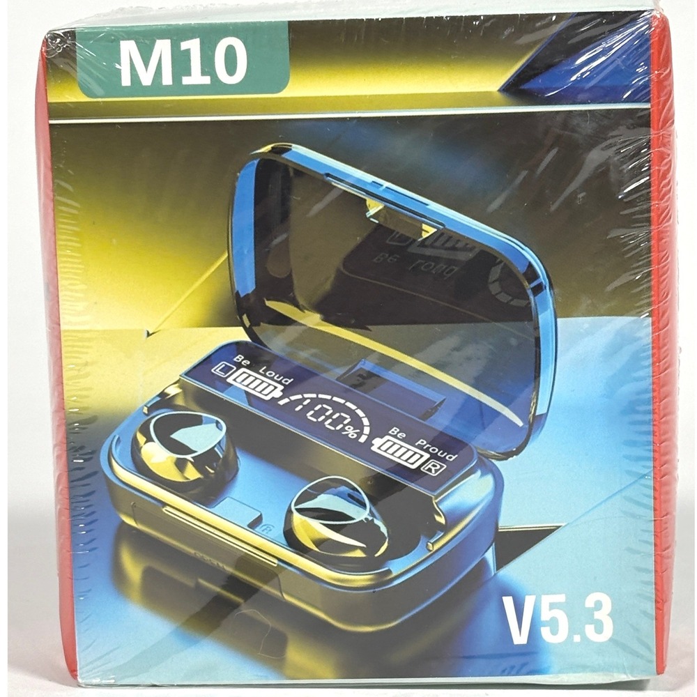 M10 TWS Wireless Earbuds Bluetooth V5.3 Touch Control LED Display Black New
